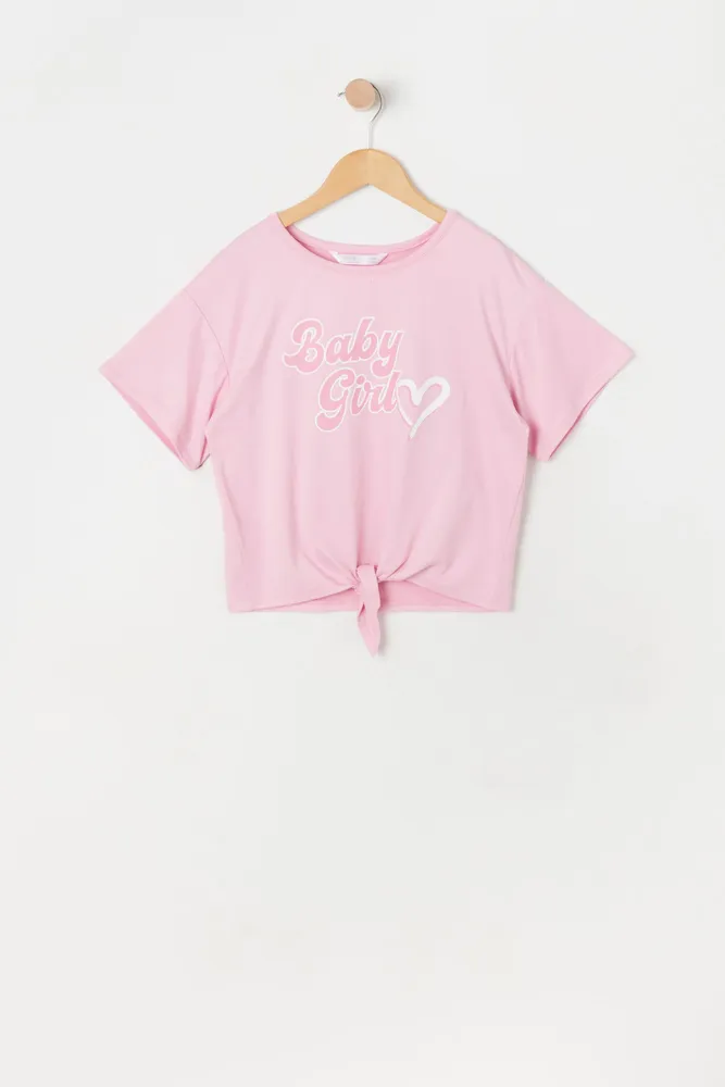 Front Tie Baby Girl Graphic T-Shirt