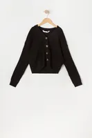 Girls Button-Up Knit Skimmer Cardigan