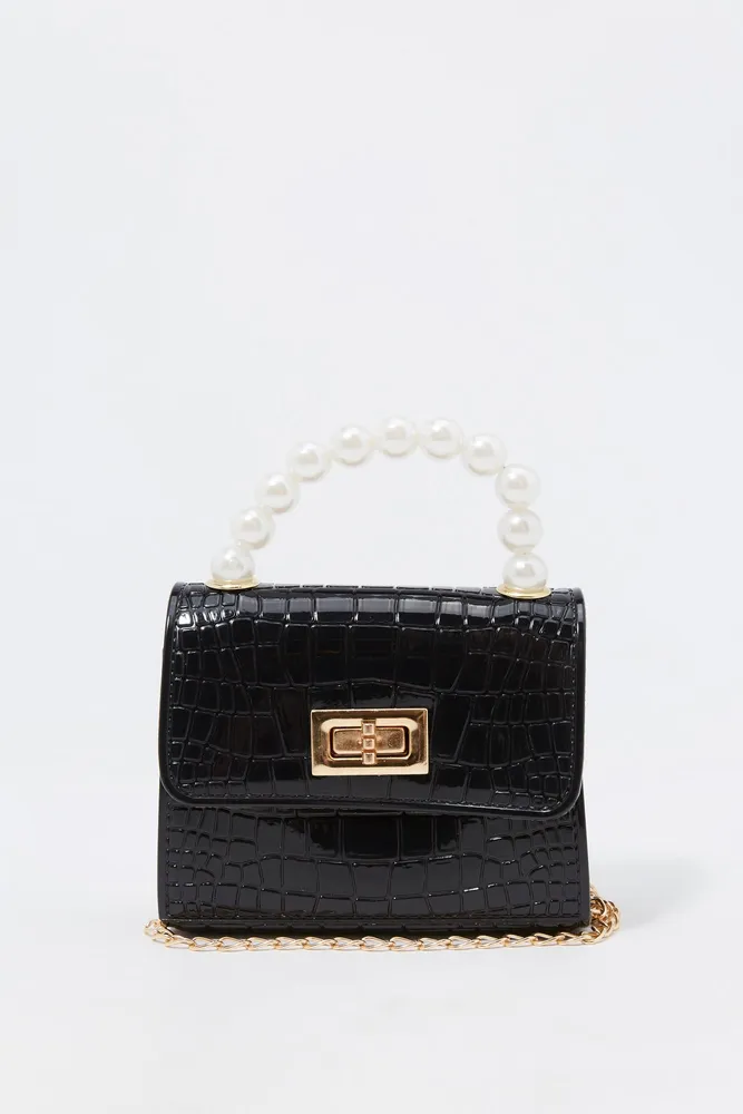 Pearl Handle Croc Bag