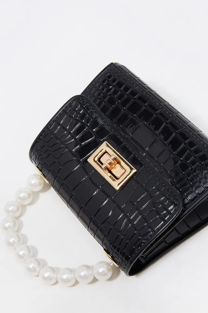 Pearl Handle Croc Bag