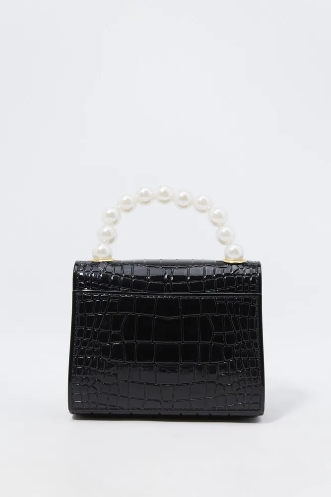 Pearl Handle Croc Bag