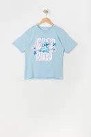 Girls Good Vibes Stitch Graphic Boyfriend T-Shirt