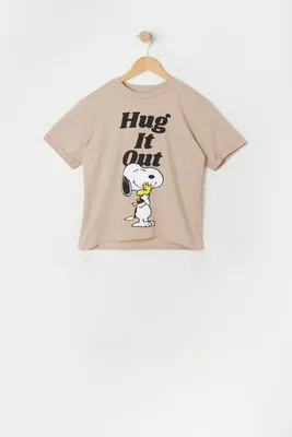 Girls Snoopy Hug It Out Graphic Boyfriend T-Shirt