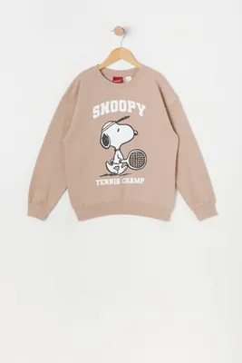 Girls Snoopy Tennis Champ Graphic Fleece Sweatshirt