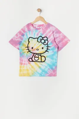 Girls Tie Dye Hello Kitty Graphic T-Shirt