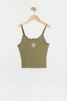 Girls Lace Trim Sun Embroidered Cami