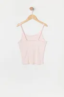 Girls Lace Trim Heart Embroidered Cami