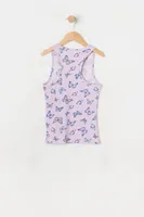 Girls Butterfly Print Racerback Tank