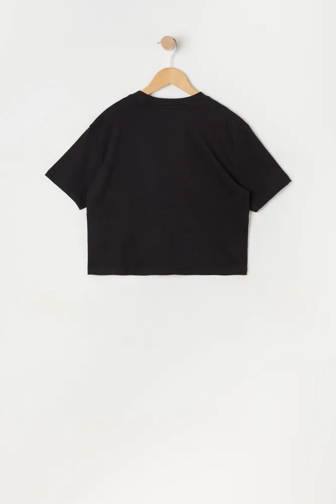 Girls Single Pocket Cropped Boxy T-Shirt