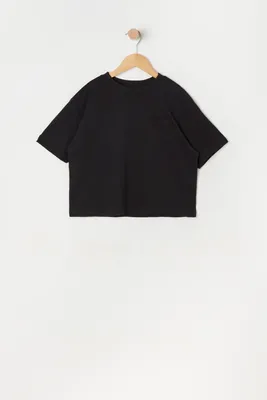 Girls Single Pocket Cropped Boxy T-Shirt