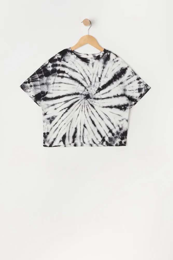 Girls Single Pocket Tie Dye Boxy T-Shirt