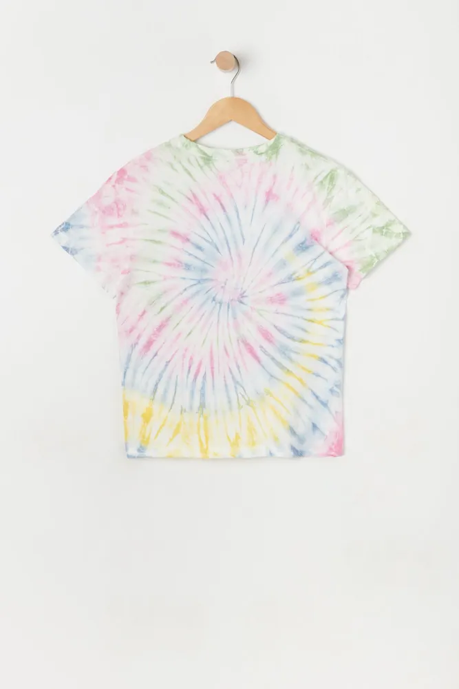 Girls Oversized Rainbow Tie-Dye T-Shirt