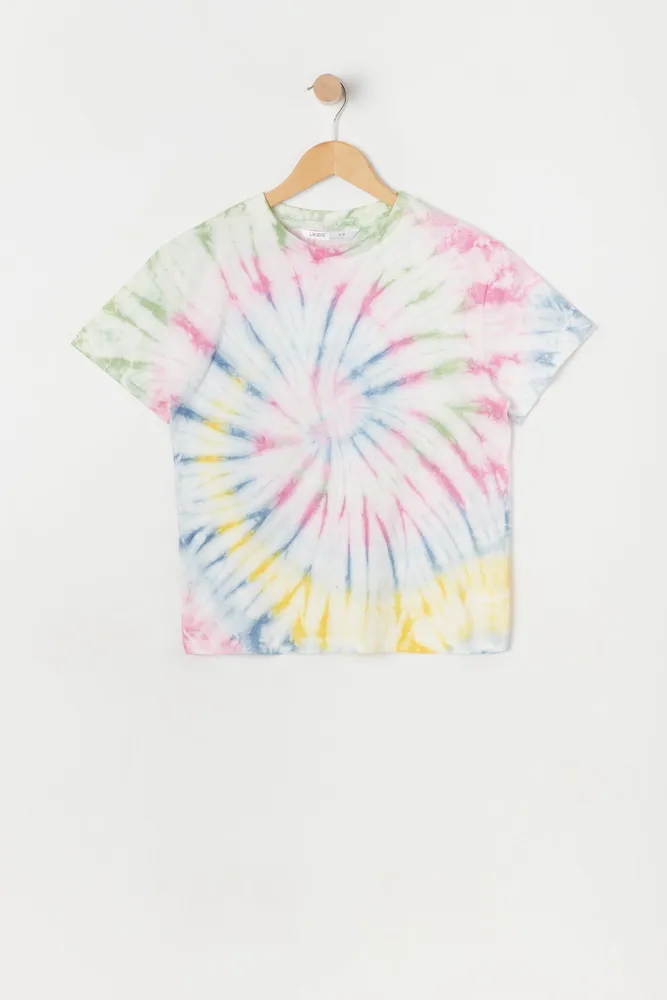 Girls Oversized Rainbow Tie-Dye T-Shirt