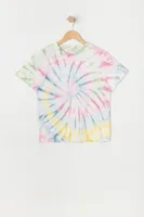 Girls Oversized Rainbow Tie-Dye T-Shirt