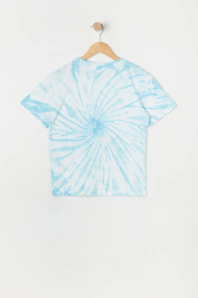 Girls Oversized Blue Tie-Dye T-Shirt