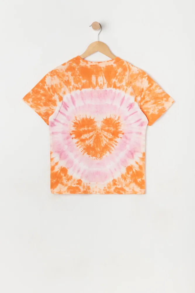 Girls Oversized Heart Tie-Dye T-Shirt