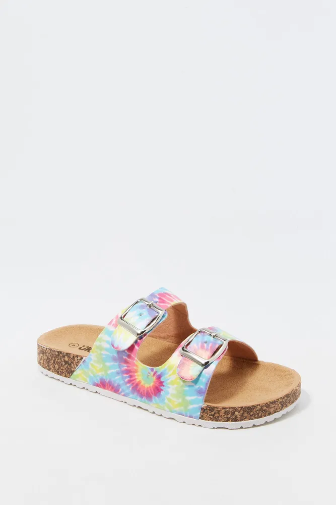 Girls Tie Dye Print Double Buckle Sandal