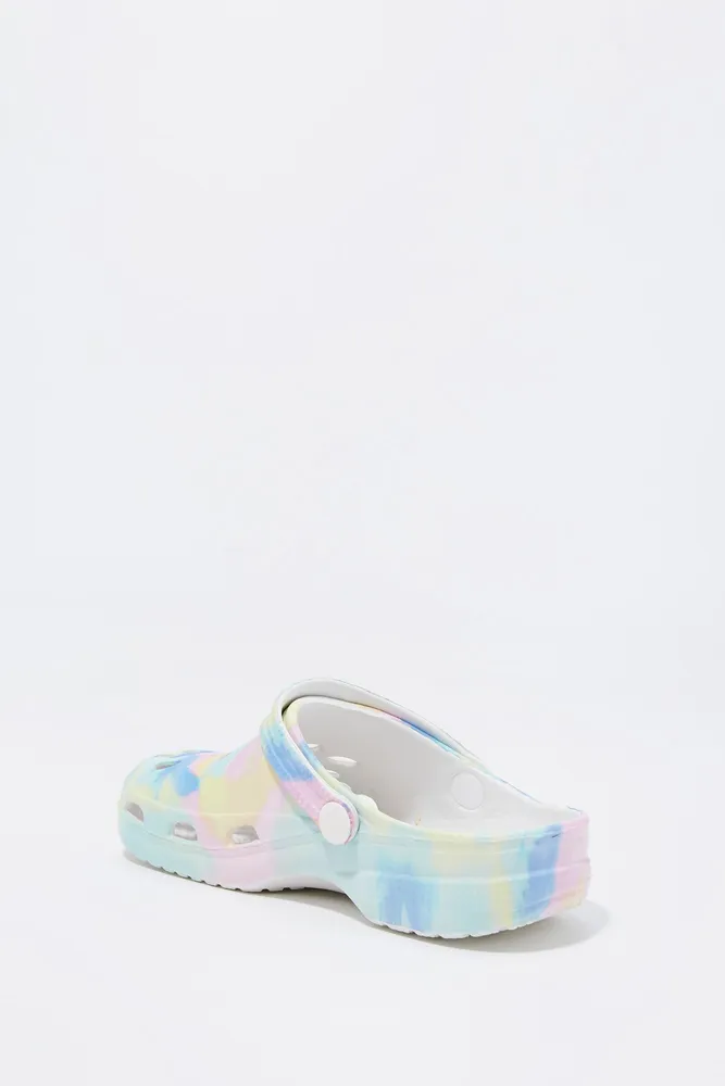 Girls Tie Dye Print Rubber Clog