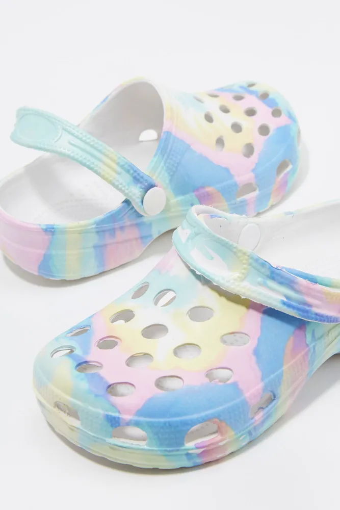 Girls Tie Dye Print Rubber Clog