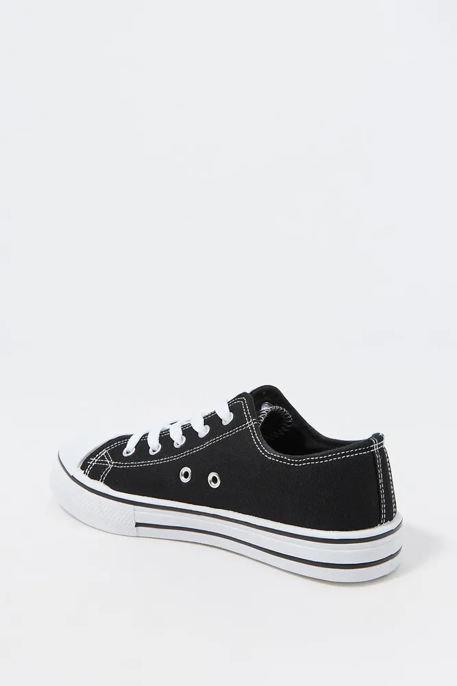 Girls Low Lace-Up Canvas Sneaker