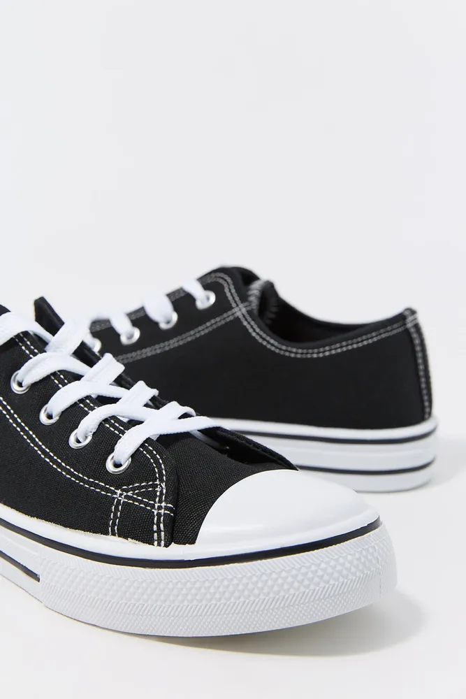 Girls Low Lace-Up Canvas Sneaker