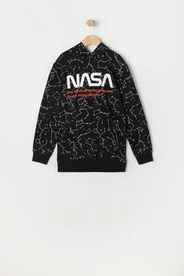Boys Constellation Print NASA Graphic Fleece Hoodie