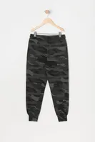 Boys Camo Print Rubber Zip Pocket Fleece Jogger