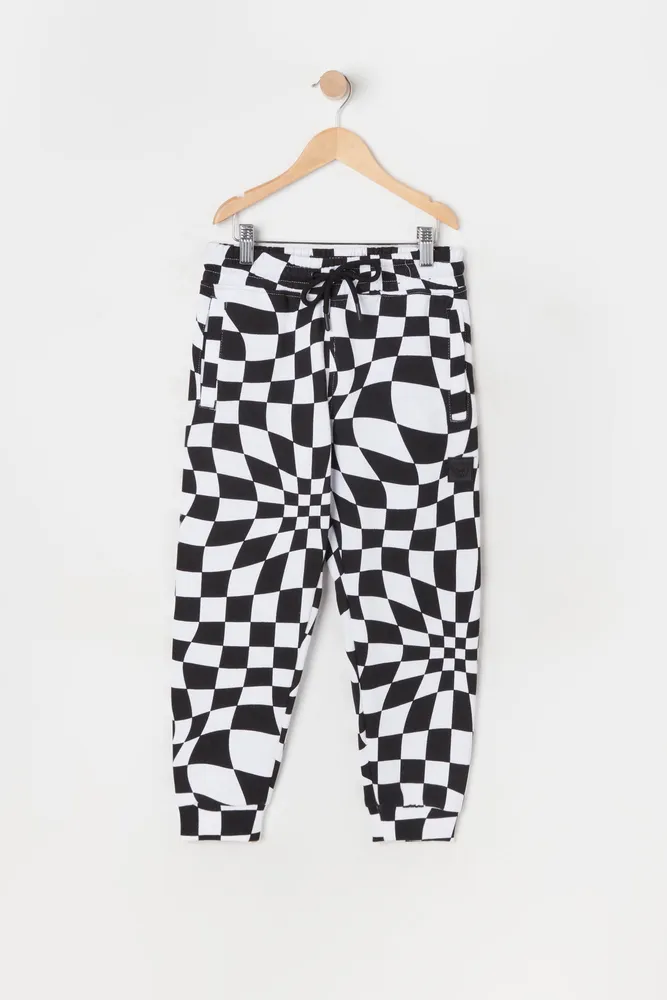 Boys Warped Checkered Print Jogger