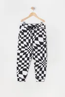 Boys Warped Checkered Print Jogger