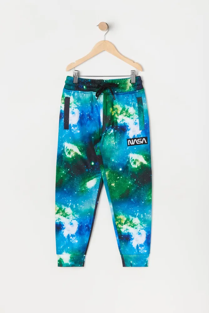 Urban Kids Boys Galaxy Print NASA Graphic Fleece Jogger