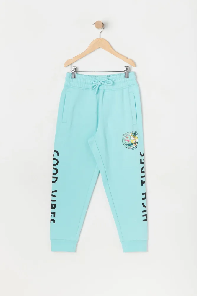 Boys High Tides Good Vibes Graphic Fleece Jogger