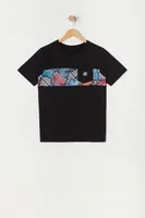 Boys Colour Block Leaf Print T-Shirt