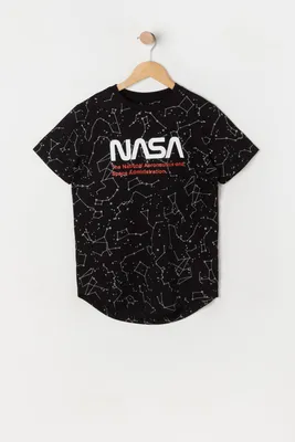 Boys Constellation Print NASA Graphic Longline T-Shirt