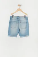 Boys Light Wash Distressed Denim Short