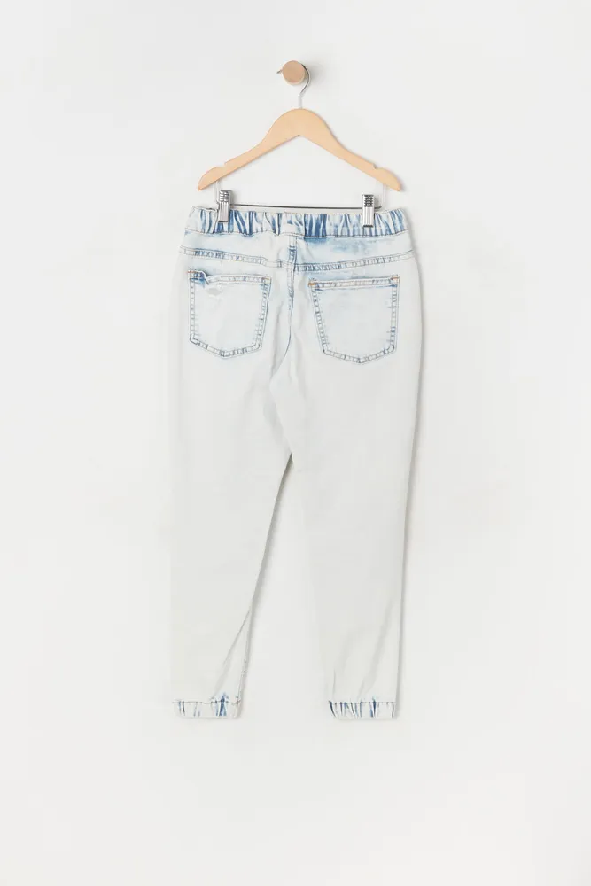 Boys Distressed Acid Wash Denim Jogger