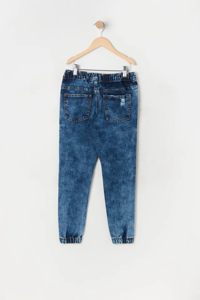 Urban Kids Boys Distressed Acid Wash Denim Jogger