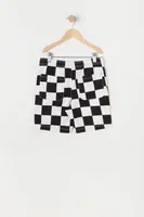 Boys Black and White Checkered Board Short