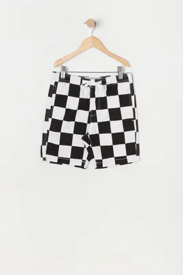 Boys Black and White Checkered Board Short