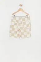 Boys Tan and White Checkered Board Short