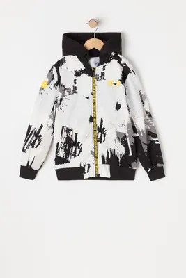 Boys Authentic Streetwear Graphic Paint Print Bomber Jacket