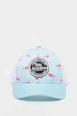 Real Awesome Flamingo Print Baseball Hat