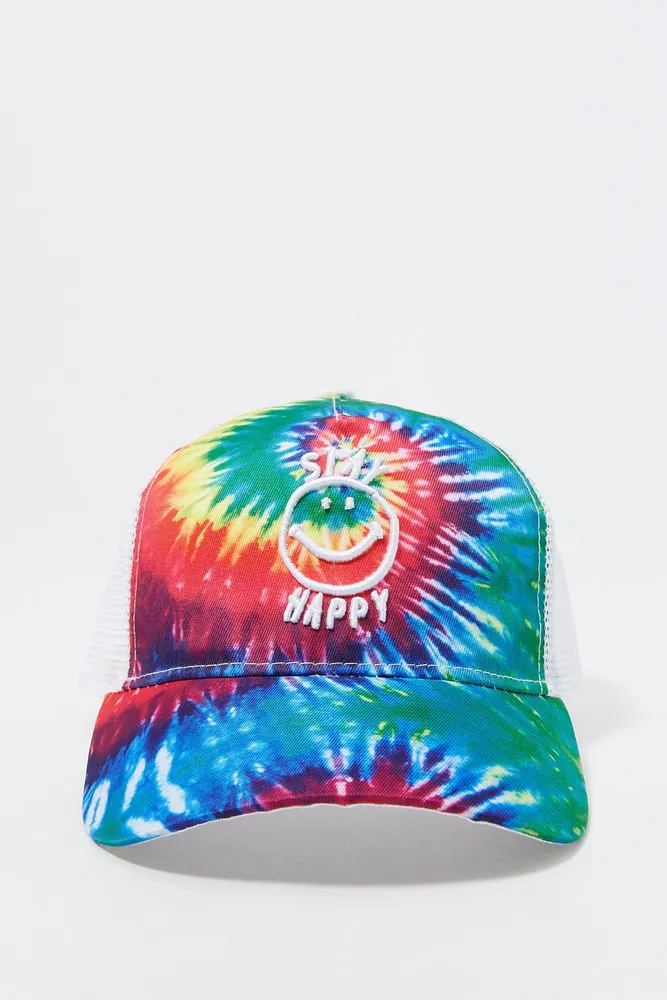 Stay Happy Tie Dye Baseball Hat