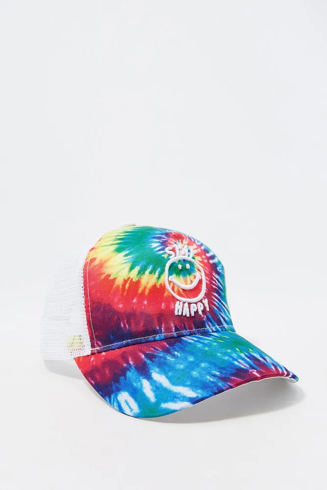 Stay Happy Tie Dye Baseball Hat