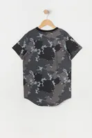 Boys Splatter Camo Print Crew Neck T-Shirt