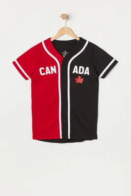 Boys Red and Black Canada Baseball Jersey