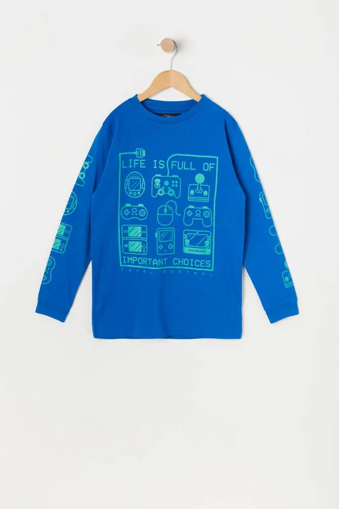 Boys Important Choices Graphic Long Sleeve Top