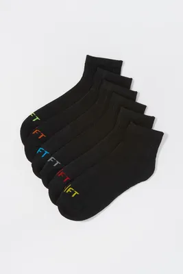 Boys Colour Text Ankle Sock (6 Pack)