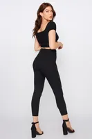 High-Rise Self Belted  Skinny Pant