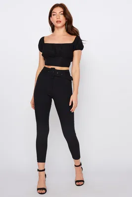 High-Rise Self Belted  Skinny Pant