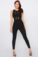 Mesh Bodice Sleeveless Jumpsuit